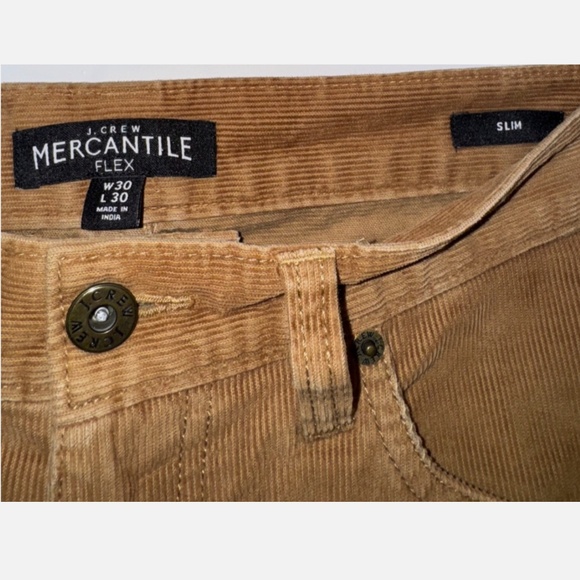 J. Crew Mercantile Flex Slim Corduroy Pants W30 L30 Men's Tan Casual Fall - Picture 3 of 4